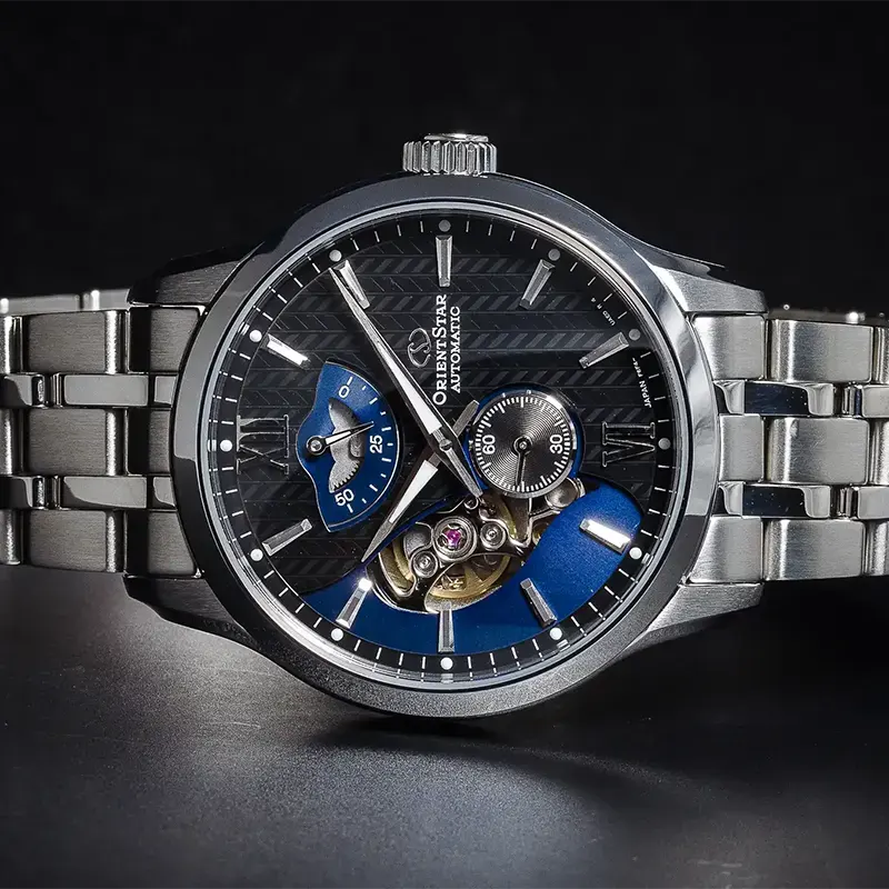 Orient Star Semi-Skeleton Blue Dial Men's Watch- REAV0B03B